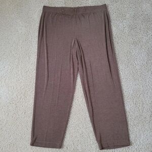 Chico's Travelers 3 Petite Metallic Brown Pull On Pants Slinky Knit Stretch